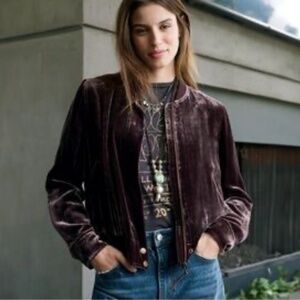 Sundance‎ Velvet Bomber Jacket Viscose Silk Blend Size XS Boho